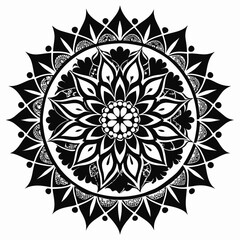 create a mandala silhouette vector icon design with a white background