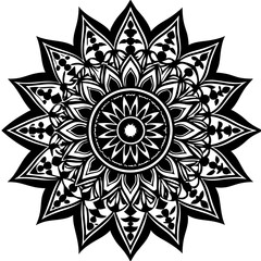 create a mandala silhouette vector icon design with a white background