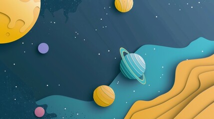 Naklejka premium Enigmatic Abstract Planets Set Against a Cosmic Space Background