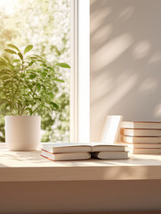 Minimalist Style a White Desk on Which Lies a Gently Open Book
