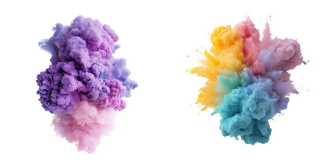 Joyful splash of multicolored Holi paint on a see-through background