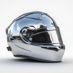 Fototapeta premium Silver Racing Helmet 3D Model with Aerodynamic Design Features