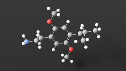 2c-ibu molecule 3d, molecular structure, ball and stick model, structural chemical formula psychedelic