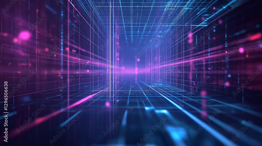 Poster A digital-style grid fading into a futuristic void