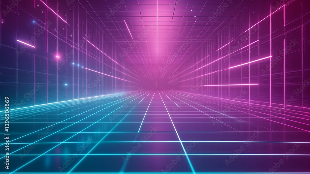 Poster A digital-style grid fading into a futuristic void