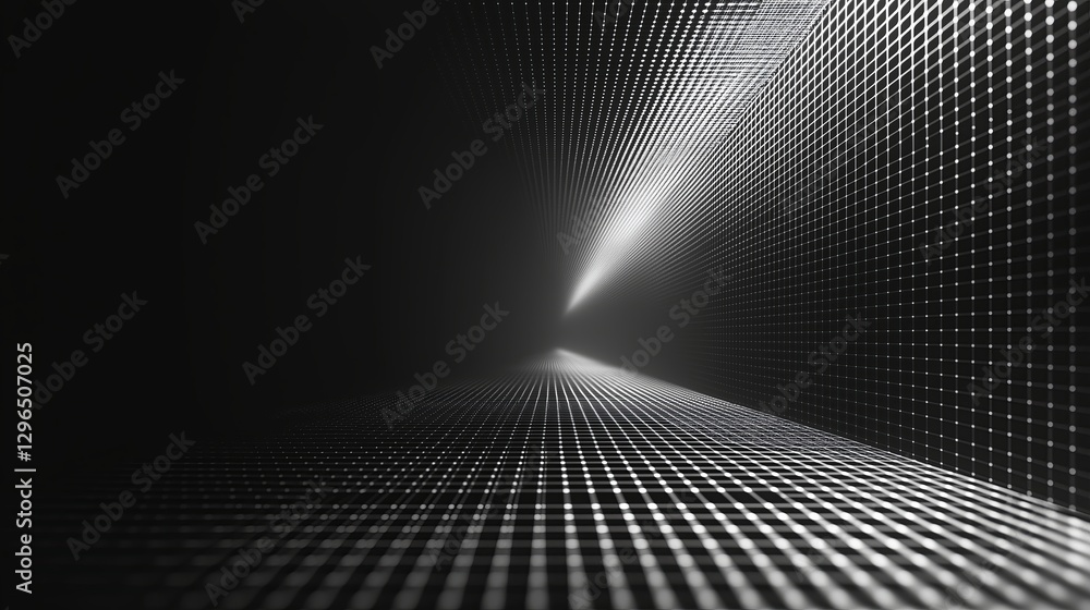 Poster A digital-style grid fading into a futuristic void