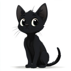 Fototapeta premium Cute Cartoon Black Cat Illustration Transparent Background