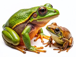 Obraz premium Green & Brown Frogs, Detailed Textures, Isolated on Transparent Background - High-Resolution Drone Photography Stock Photo