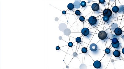 Abstract Network of Interconnected Blue and Gray Circles on White Background