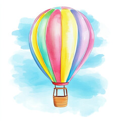 Fototapeta premium A Vibrant and Colorful Hot Air Balloon Gracefully Floating in a Clear Blue Sky Capturing the Essence of Adventure and Freedom in the Great Outdoors