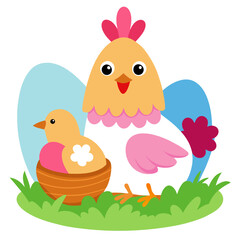 easter chicken and eggs