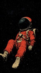 A lone astronaut floats in the blackness of outer space
