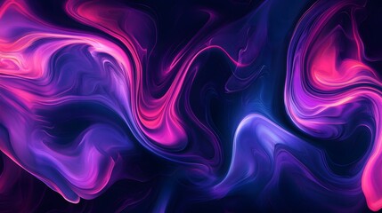 Abstract fluid liquid marble texture with purple and pink neon colors, dark background