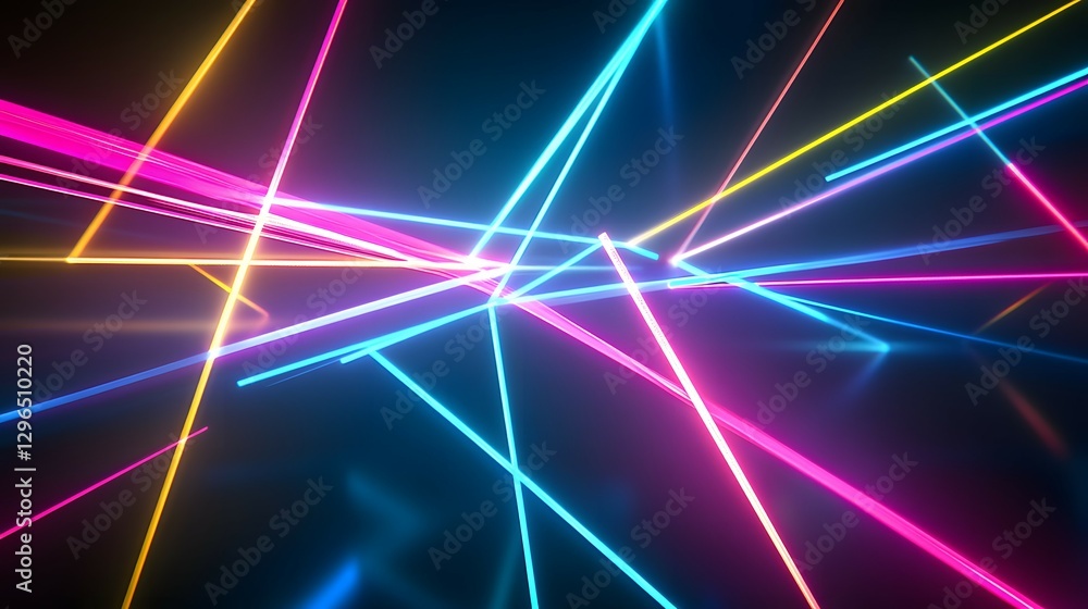 Poster abstract neon background with glowing lines and a glow effect on a black backdrop. vector illustrati
