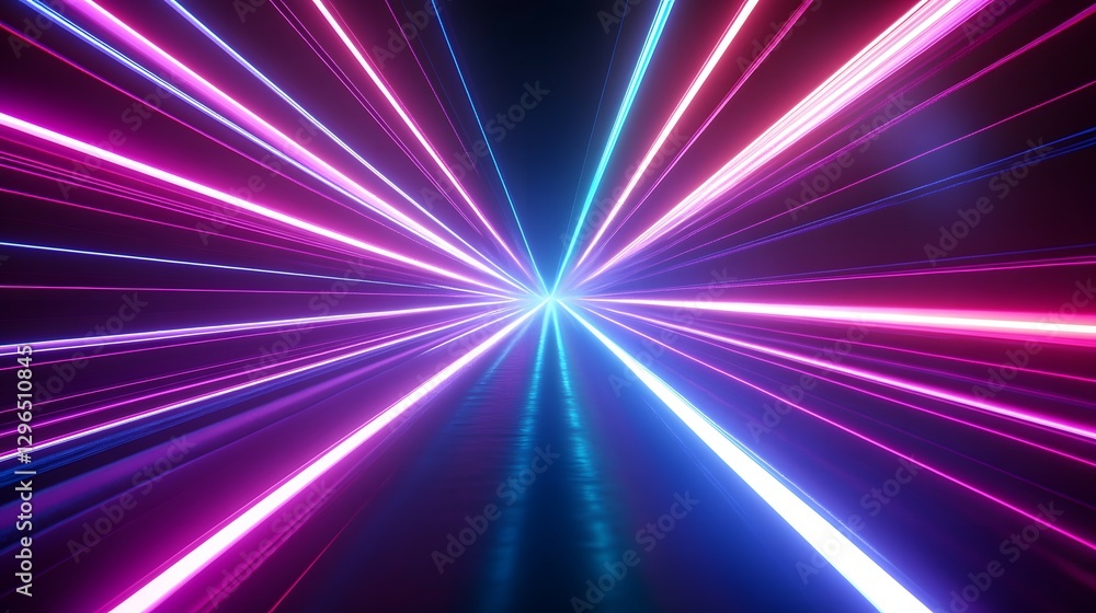 Poster abstract neon background with glowing lines and a glow effect on a black backdrop. vector illustrati