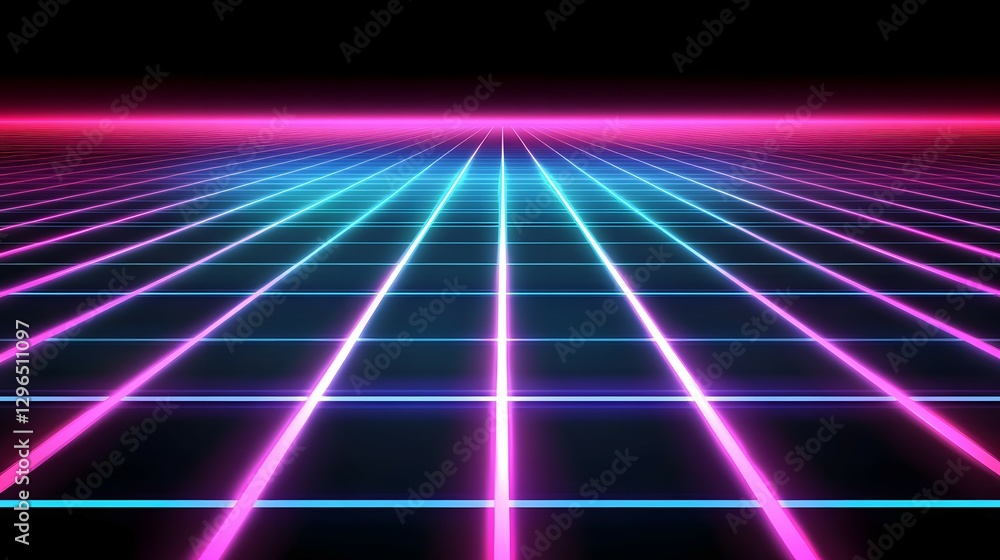Aufkleber abstract neon background with glowing lines and a glow effect on a black backdrop. vector illustrati