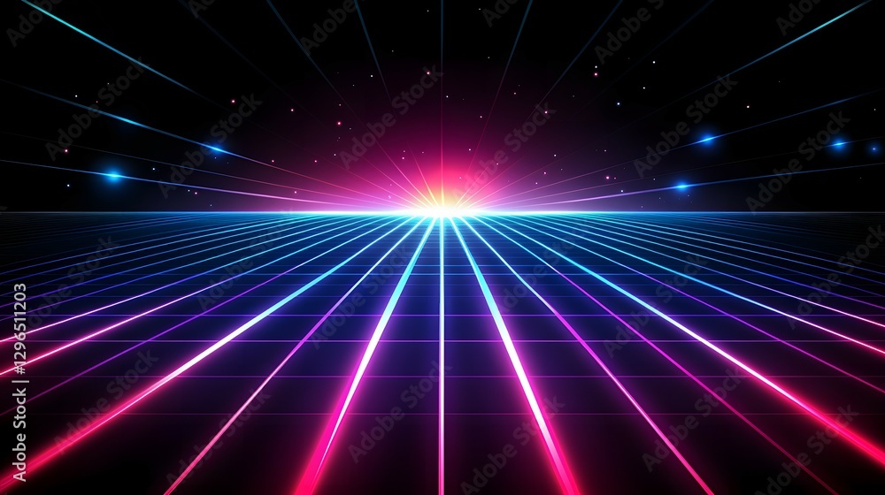 Aufkleber abstract neon background with glowing lines and a glow effect on a black backdrop. vector illustrati