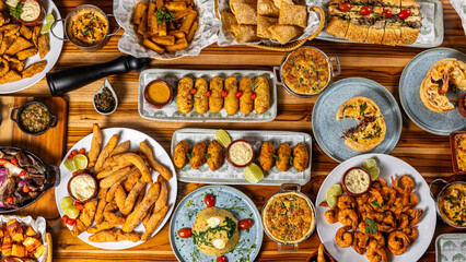 Table with various Brazilian foods