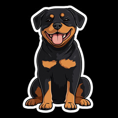 Fototapeta premium Happy Rottweiler Dog Sitting with Joyful Expression in 2D Illustration Perfect for Pet Lovers and Animal Enthusiasts Showcasing the Loyal and Playful Nature of This Beloved Breed