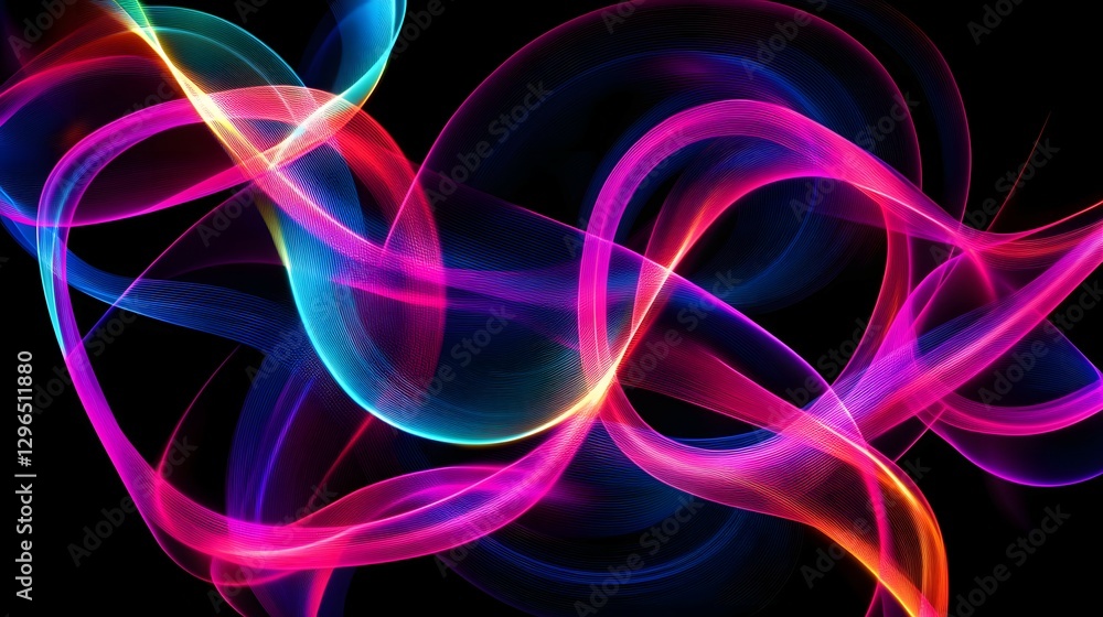 Aufkleber abstract neon background with glowing lines and a glow effect on a black backdrop. vector illustrati