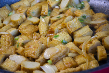 Stir-fried fish cake is one of the Korean side dishes.
