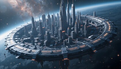 Low Poly Futuristic Mega structure Floating in Space