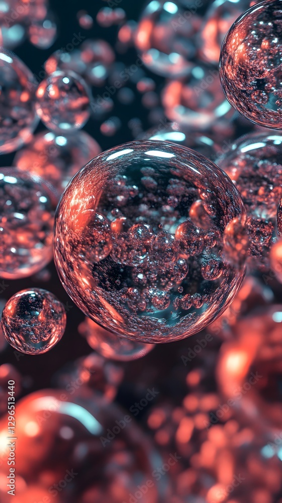 Aufkleber several transparent spheres are floating in a deep dark background space