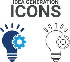 Idea generation icons. Containing creativity, invention, prototype, visionary, idea generation, agile, revolution and more. Solid vector icons collection.