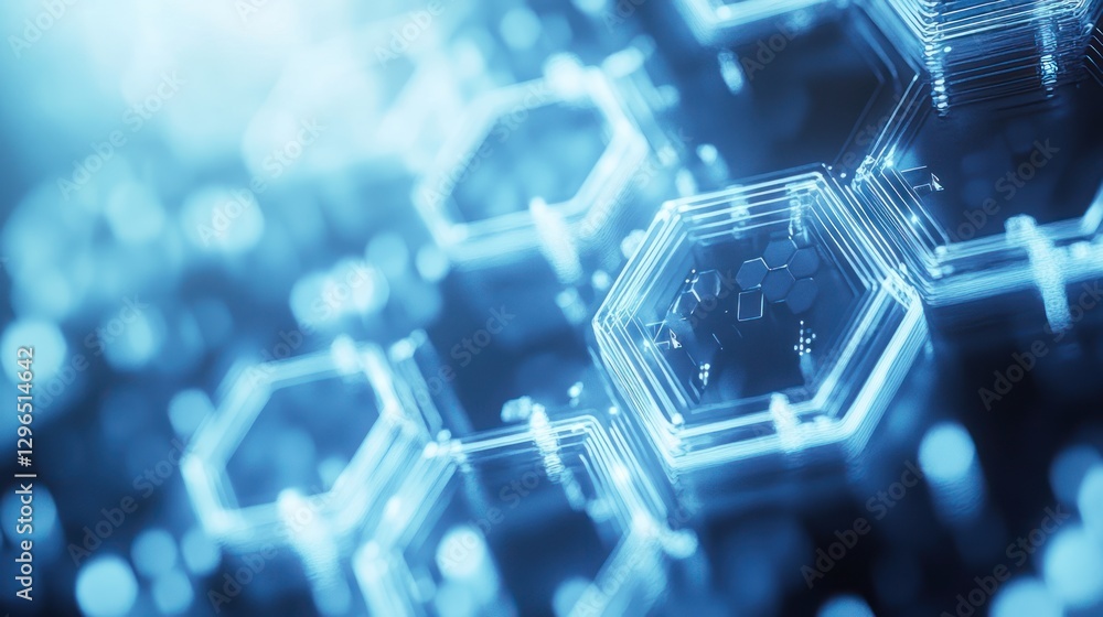 Poster abstract blue hexagonal tech background