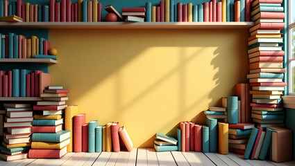 International Book Day Frame: Book Stacks & Glasses for Inspiration
