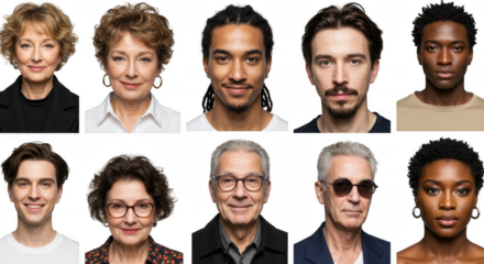Diverse Group of Adult Headshots Men and Women of Different Ethnicities and Ages