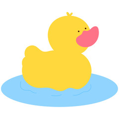 adorable duck swimming in a pond, cute baby bird flat vector illustration
