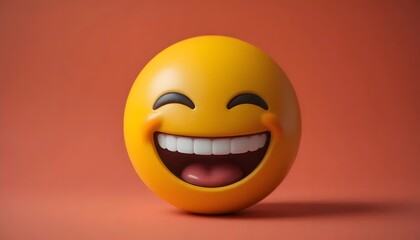 Fototapeta premium Yellow Emoji Laughing Out Loud with Open Mouth and Big Smile