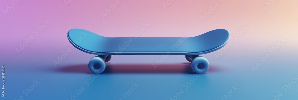 Poster smooth 3d icon of a single skateboard with rounded edges