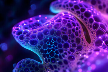 Abstract Cellular Structure in Vibrant Purple and Blue Hues