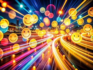 Happy Faces, Light Trails, Joyful Night Long Exposure Photography