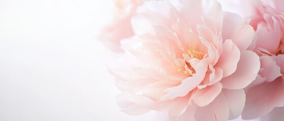 Soft pink peony blossoms with dreamy atmosphere