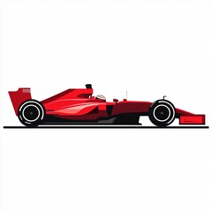 Fototapeta premium Red Formula One Race Car Side View Vector Illustration Isolated on White Background
