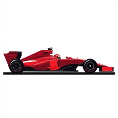 Obraz premium Red Formula Race Car Side View Illustration on White Background