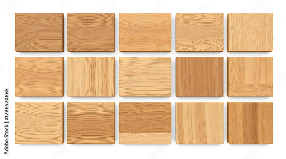 Poster wooden squares in various shades and textures arranged in a grid pattern
