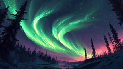 Obraz premium Professional Image A Glowing Aurora Swirling Over
