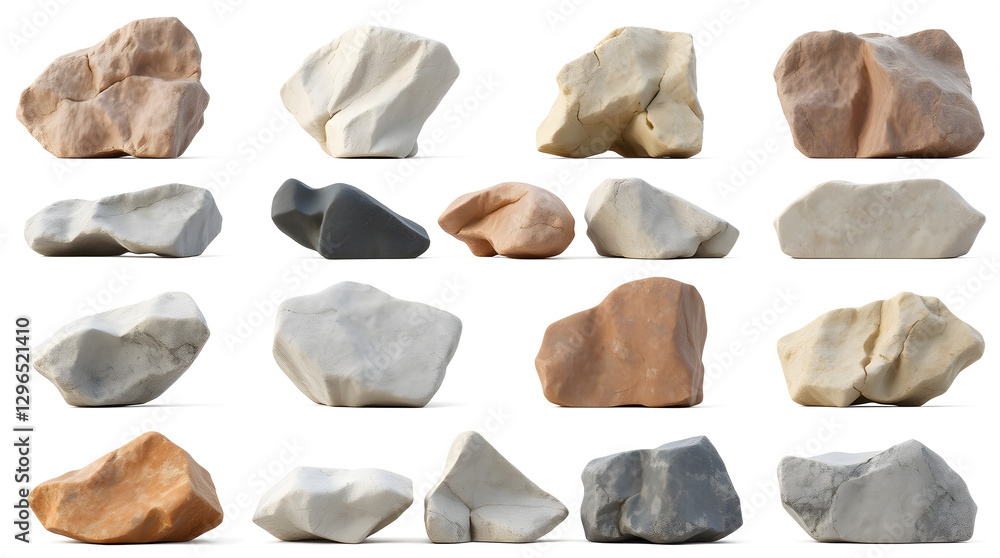 Aufkleber a collection of various stones and rocks, each with unique shapes and textures. these elements, scat