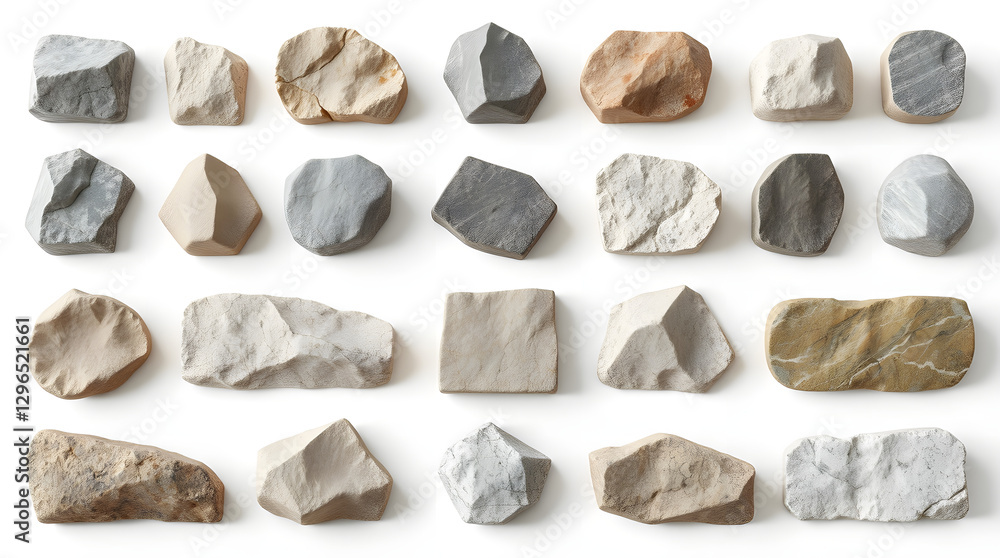 Aufkleber a collection of different shapes and colors of stones against a backdrop