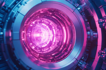 Futuristic Technology: Abstract Pink and Blue Circular Portal