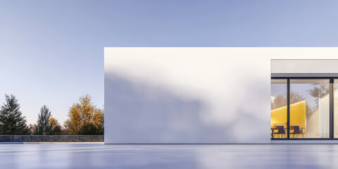 Modern architecture features clean lines and expansive glass in a sunny setting