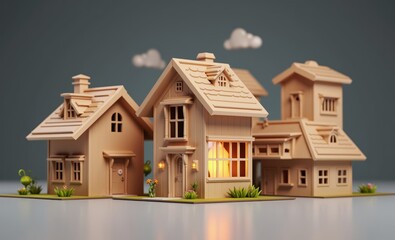 Residential buildings and easel 2022 concept of real estate market in new year housing market predictions trends and tendencies investment plans mortgage loan economic analysis home loans property est
