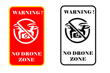 No drone zone sign. No drones icon vector. Flights with drone prohibited.