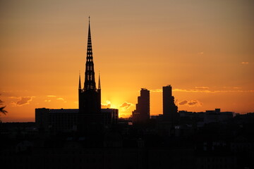 Naklejka premium Rathaus von Stockholm bei Sonnenuntergang