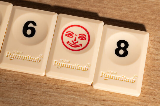 Rummikub tiles on the desk