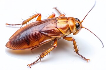 High-Resolution Photo of an Isolated Brown Cockroach on White Background